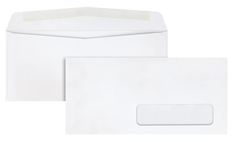 Quality Park Right-Window Envelopes, #10, 24lb, Gummed, White, 500/Box (QUA21332) - Image 1